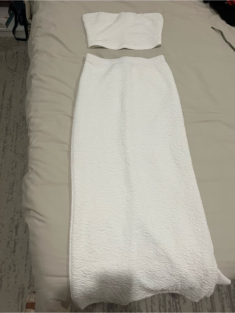 Princess Polly White Textured Maxi Skirt - Clean Straight Silhouette